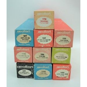 Lot of 10 Aeolian Player Piano Rolls, Music Rolls, Mixed Lot of Piano Rolls